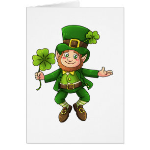 Cartão Happy Leprechaun e Shamrock