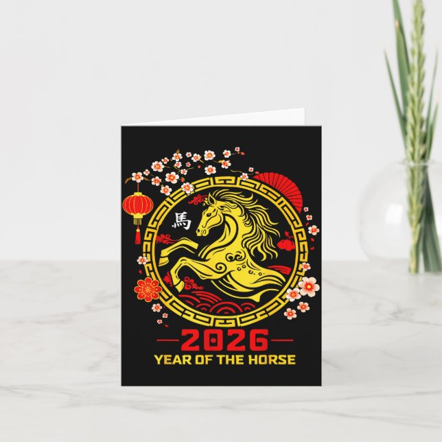 Cartão Happy Lunar Chinese New Year Of The Horse 2026 Zod (Frente)