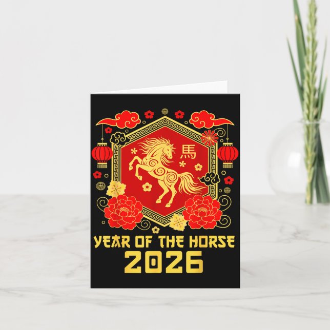 Cartão Happy Lunar Chinese New Year Of The Horse 2026 Zod (Frente)