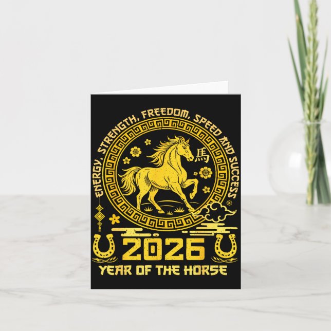 Cartão Happy Lunar Chinese New Year Of The Horse 2026 Zod (Frente)