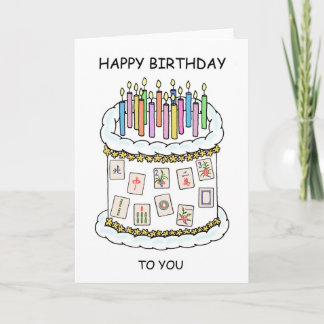 Cartão Happy Mahjong Birthday Cake and Candles