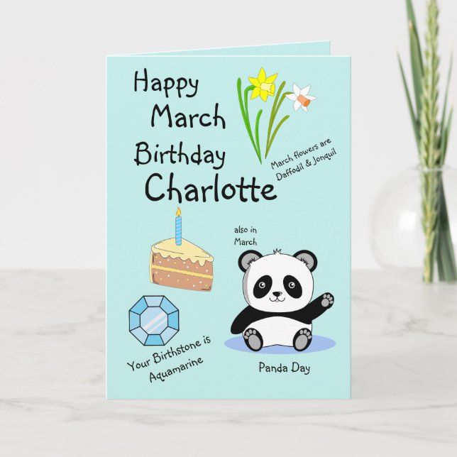 Cartão Happy March Birthday Folded Greeting Card (Frente)