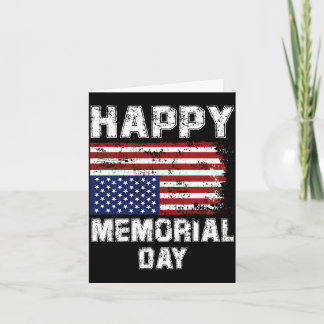 Cartão Happy memorial day grungy text usa flag Happy memo