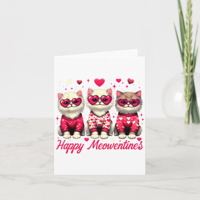 Cartão Happy Meowentines Cute Valentine Cats Love Funny C (Frente)