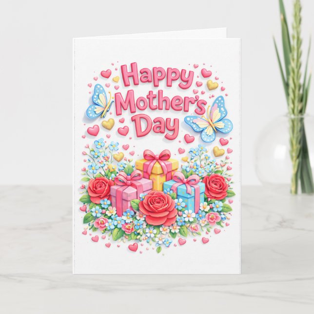 Cartão Happy Mother's Day 3D effect Greeting Card (Frente)