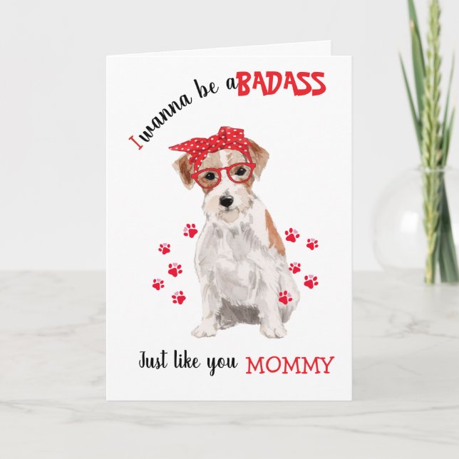 Cartão Happy Mother's Day Badass Jack Russell Terrier Dog (Frente)