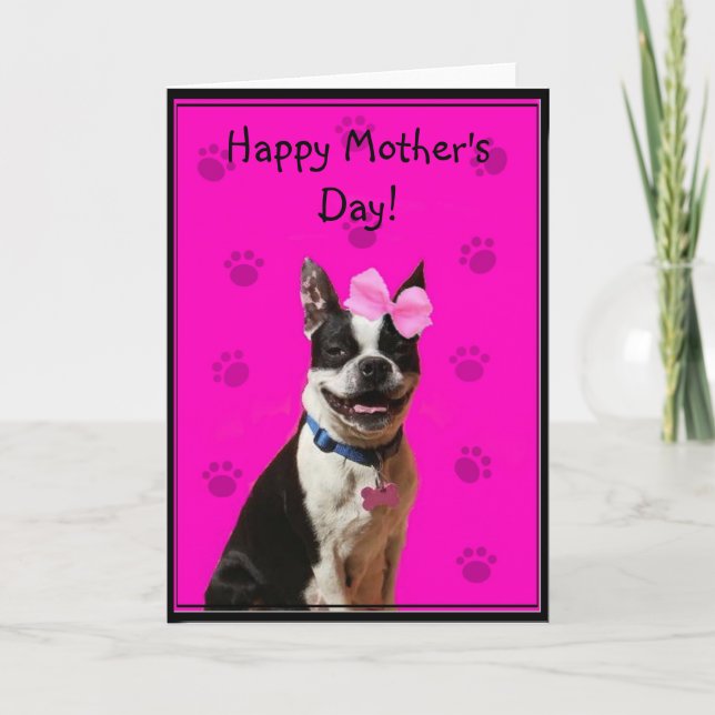 Cartão Happy Mother's Day Boston Terrier greeting card (Frente)