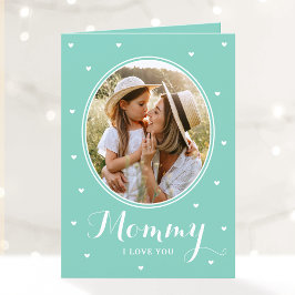 Cartão Happy Mother's Day Custom Photos Script Mint Cute