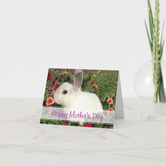Cartão Happy Mother's Day Cute Bunny Card (Frente)