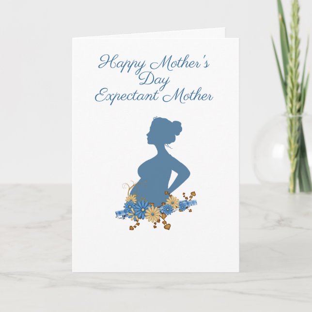 Cartão Happy Mother's Day, Expectant Mother, Silhouette (Frente)