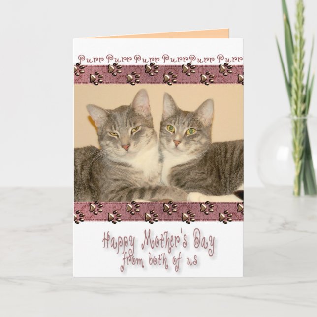 Cartão Happy Mother's Day from Both of Us with Cats (Frente)
