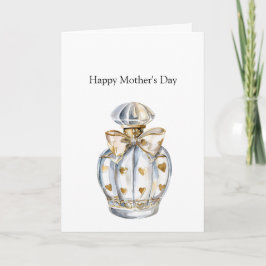 Cartão Happy Mother's Day Gold Hearts Bottle with Bow