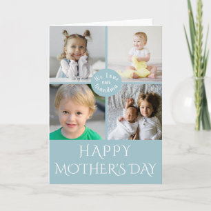 Cartão Happy Mother's Day Grandma Aqua Photo Collage
