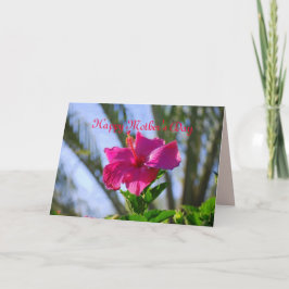 Cartão Happy Mother's Day Hot Pink Hibiscus Card