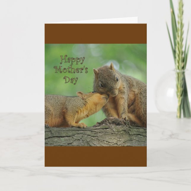 Cartão Happy Mother's Day - Mom and Baby Squirrel (Frente)