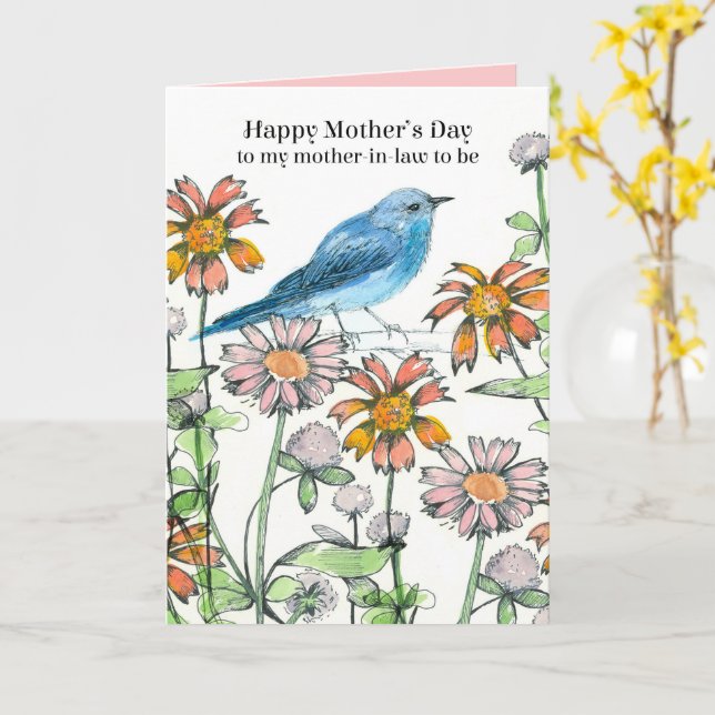 Cartão Happy Mother's Day Mother In Law To Be Bluebird (Flor Amarela)