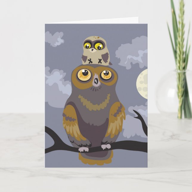 Cartão Happy Mother's Day Owl and Baby Card (Frente)