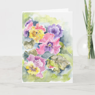 Cartão Happy Mother's Day Pansies Watercolor Card.