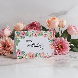 Cartão Happy Mothers Day Pastel Pink Paper Flowers