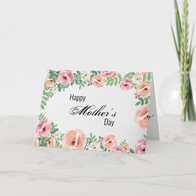 Cartão Happy Mothers Day Pastel Pink Paper Flowers (Frente)