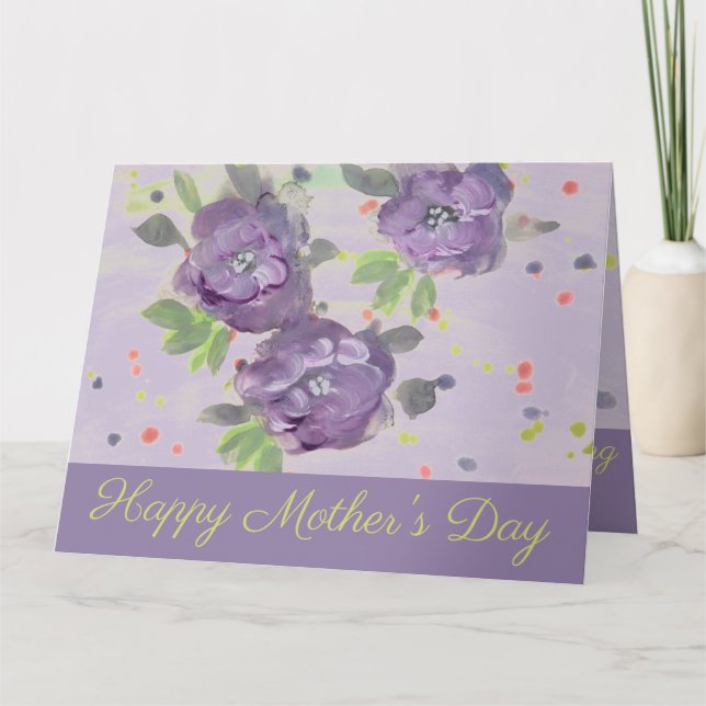 Cartão Happy Mothers Day Purple Rose Greeting Card (Frente)