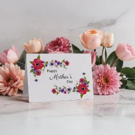 Cartão Happy Mothers Day Red Poppy Flowers