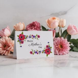 Cartão Happy Mothers Day Red Poppy Flowers