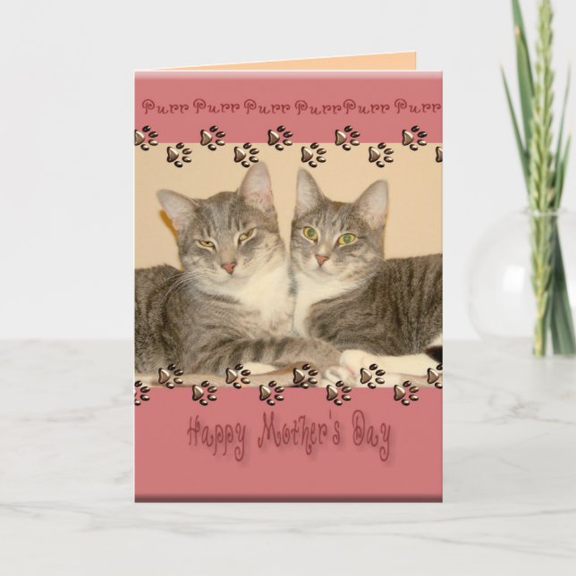 Cartão Happy Mother's Day with Two Cats (Frente)