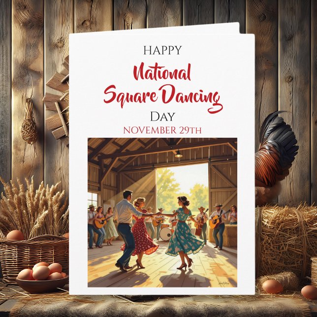 Cartão Happy National Square Dancing Day | Nov 29th (Criador carregado)