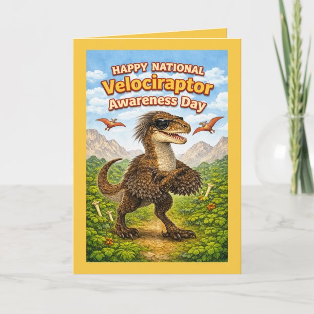 Cartão Happy National Velociraptor Awareness Day – Funny  (Frente)