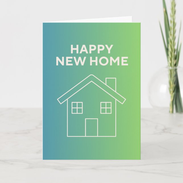 Cartão Happy New Home with Green Gradient Background (Frente)