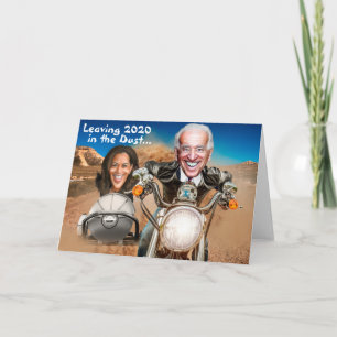 Cartão Happy New Year 2021, Biden & Harris Bikers