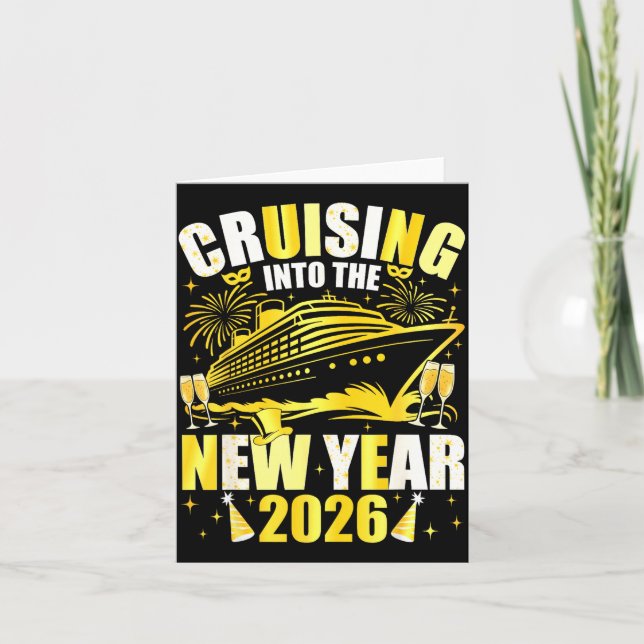 Cartão Happy New Year 2026 Cruising Into The New Year 202 (Frente)