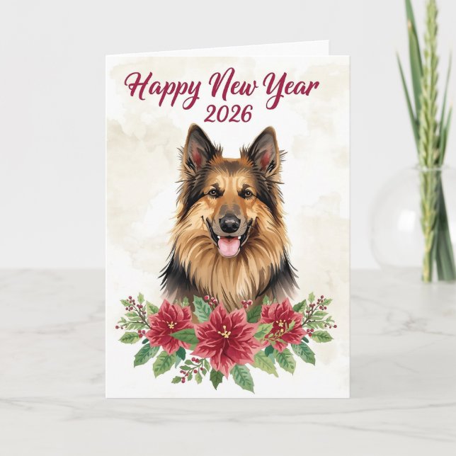 Cartão Happy New Year 2026 Dog Greeting Card (Frente)
