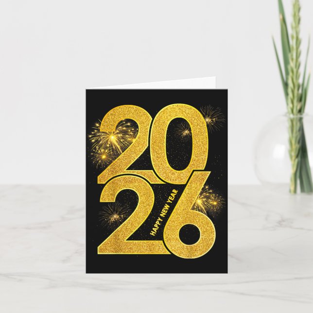 Cartão Happy New Year 2026 Firework Family Matching Men W (Frente)