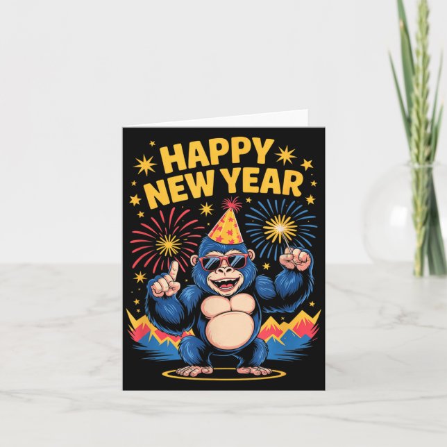 Cartão Happy New Year 2026 Funny Kids Bigfoot Lovers Part (Frente)
