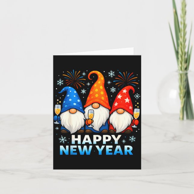 Cartão Happy New Year 2026 Gnomes Matching Family New Yea (Frente)