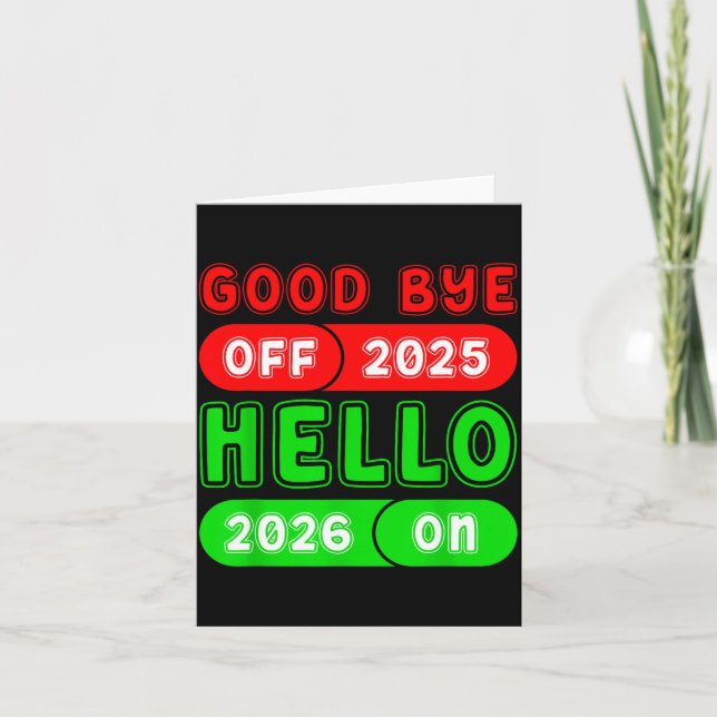 Cartão Happy New Year 2026 Goodbye 2025 Hello 2026 Matchi (Frente)