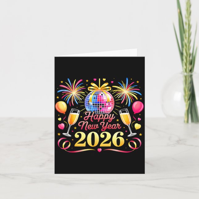 Cartão Happy New Year 2026 New Years Eve Party Countdown  (Frente)