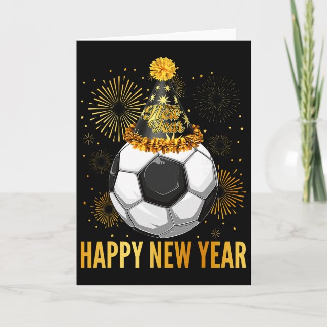 Cartão Happy New Year 2026 Soccer Party Hat New Years Eve (Frente)
