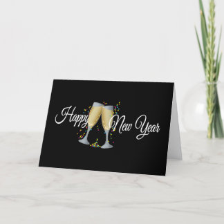 Cartão Happy New Year Champagne & Confetti New Year Cards