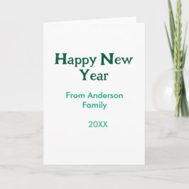 Cartão Happy new year green add family name year simple