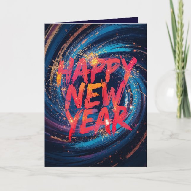 Cartão Happy new year holiday elegant Flat Card (Frente)