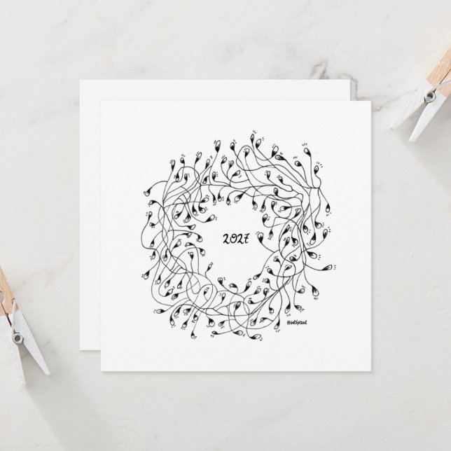 Cartão Happy New Year, New Year Greeting (Frente/Verso In Situ)