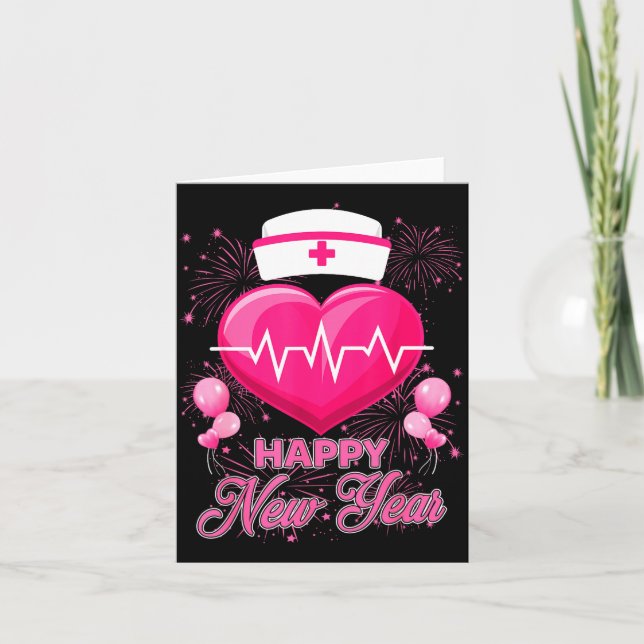 Cartão Happy New Year Nurses Heartbeat New Years Eve Part (Frente)