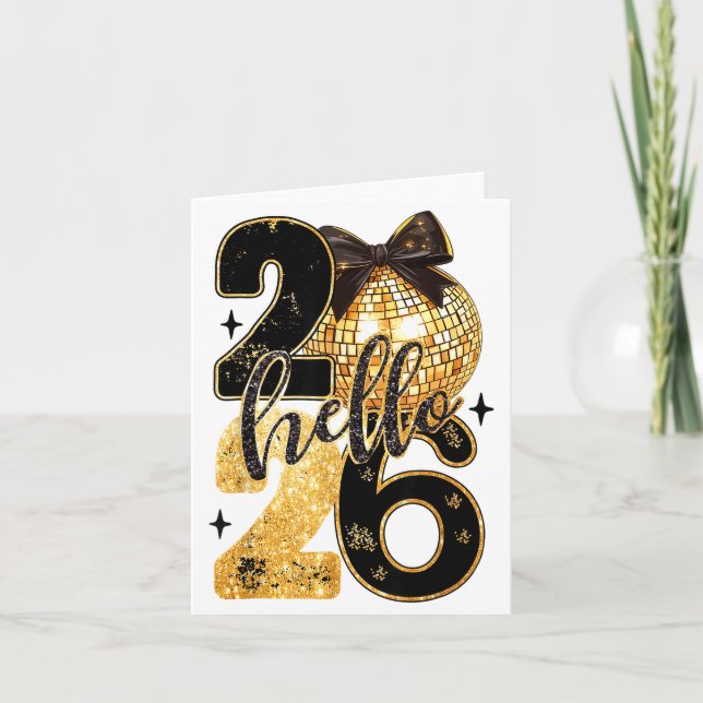 Cartão Happy New Year Party 2026 Ballon Family Matching M (Frente)