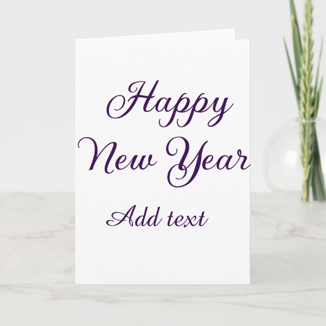 Cartão Happy new year purple calligraphy simple minimal  (Frente)