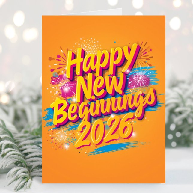 Cartão Happy New year vibrant colorful  Card (Criador carregado)
