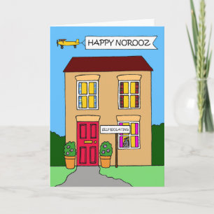 Cartão Happy Norooz Covid 19 Lockdown House Cartoon