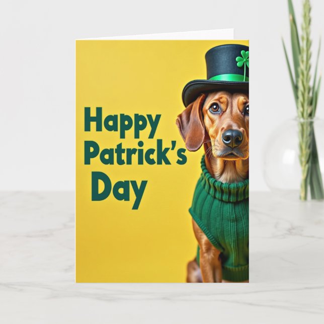 Cartão Happy Patricks Day Dog Card (Frente)